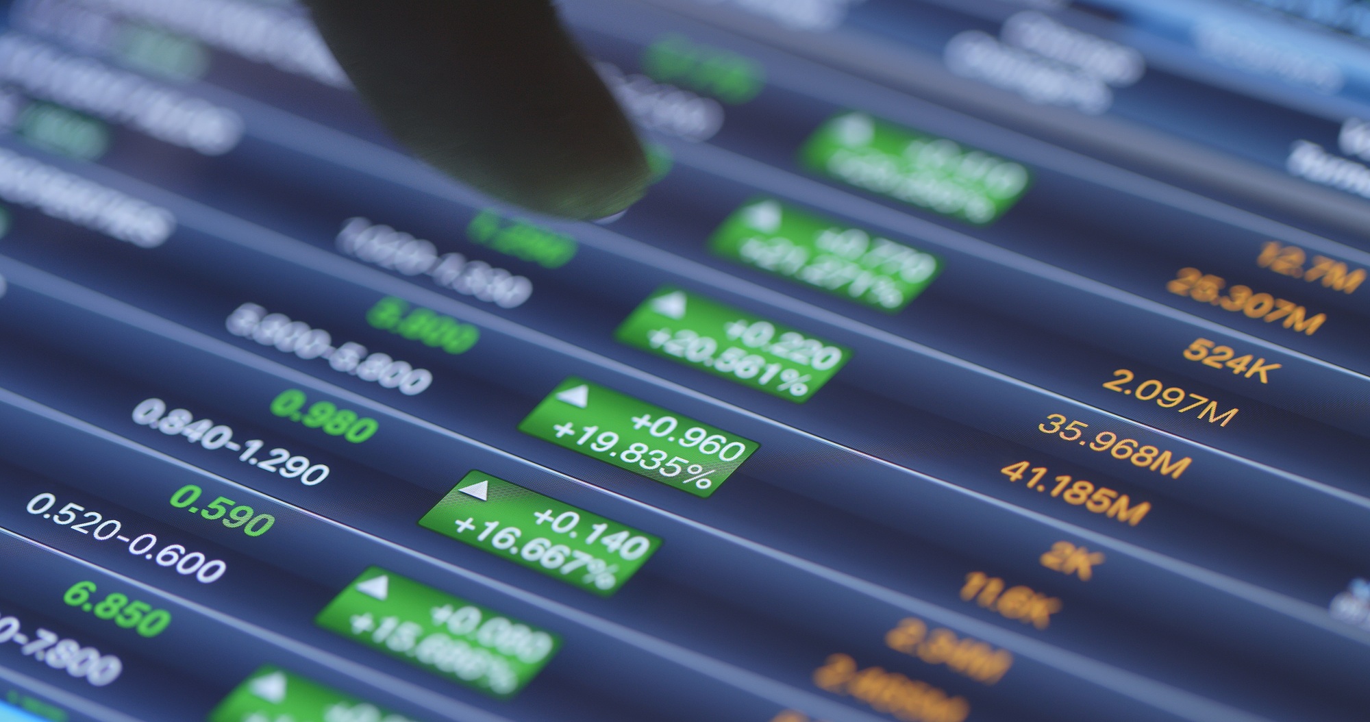 Stock stock graph on display screen
